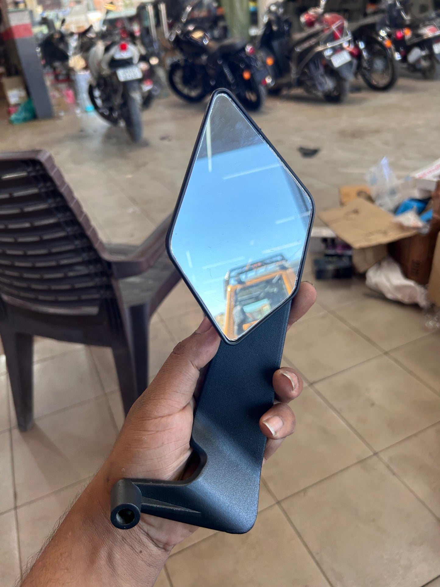 Stealth Naked Max Rear View Mirror – Big Size Yoke Mounted, Universal Fit for Naked & Street Bikes (Pair, Left & Right)