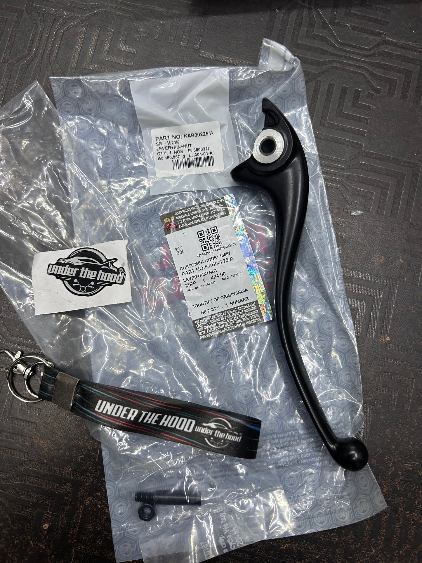 Royal Enfield KAB00225/A Front Brake Lever Kit (Black) – Meteor 350, Hunter 350, Classic 350 Reborn, Bullet 350 J