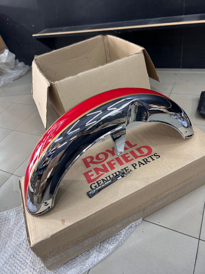 Royal Enfield Front Mudguard with Sticker GT Red & Chrome RAG00120/A for Classic 350 Reborn