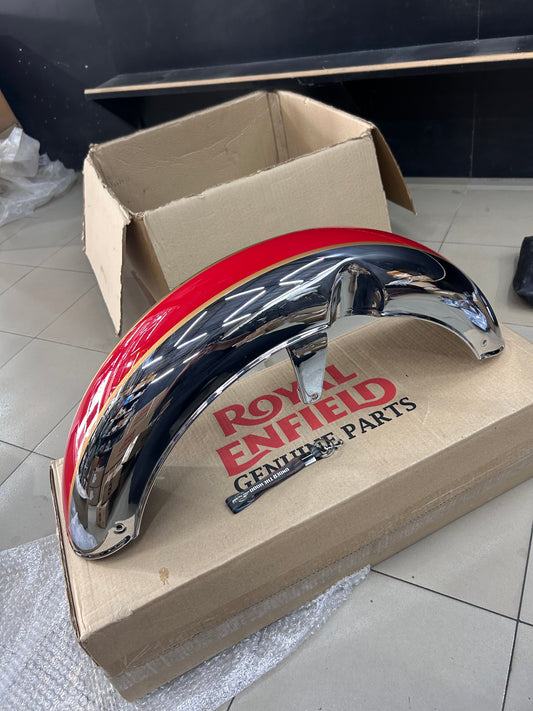 Royal Enfield Front Mudguard with Sticker GT Red & Chrome RAG00120/A for Classic 350 Reborn