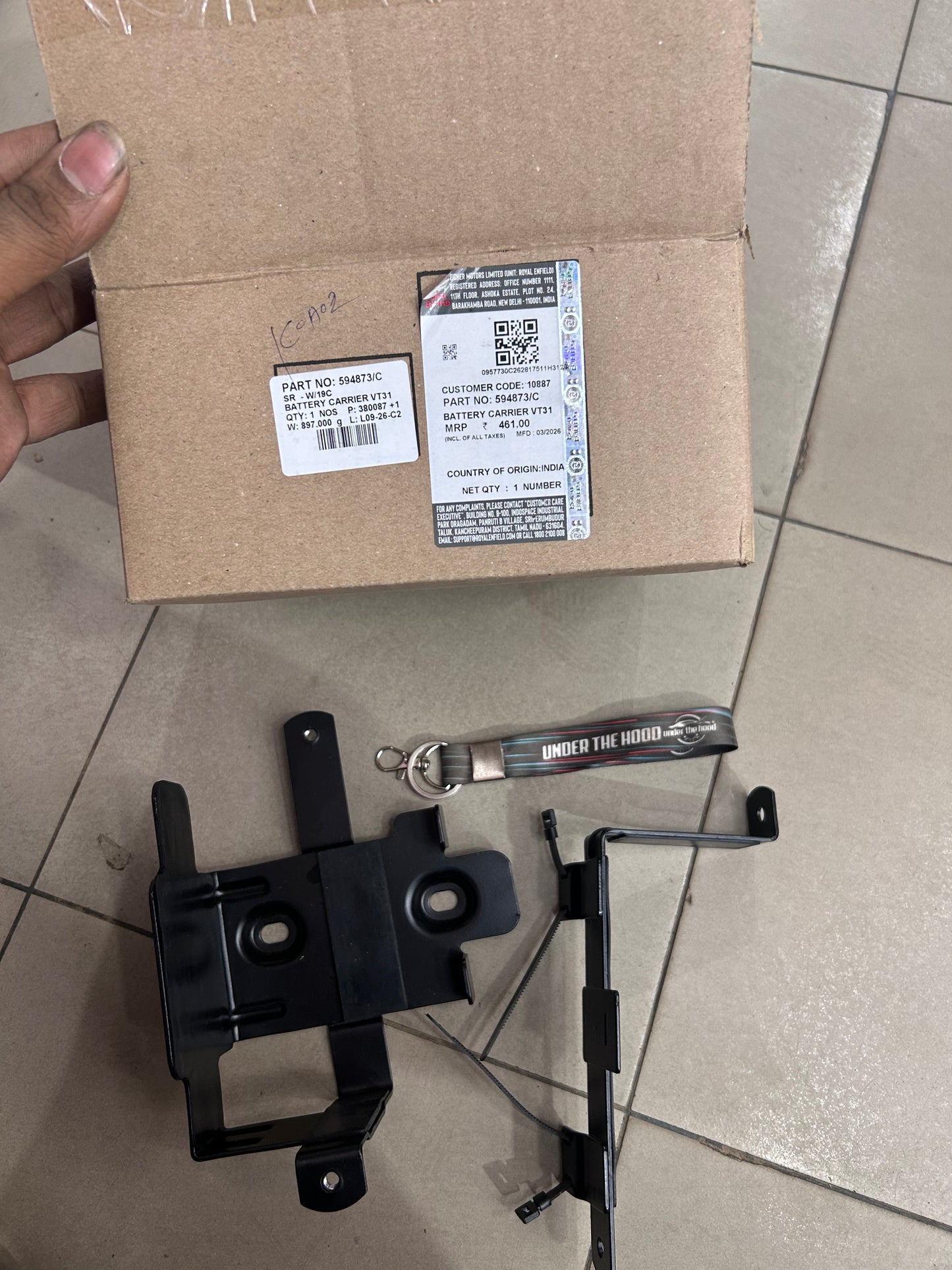 Royal Enfield 594873 / 594873/C – Battery Carrier VT31 – Genuine Battery Box Bracket for Thunderbird 350 & Thunderbird 350X ABS BS4