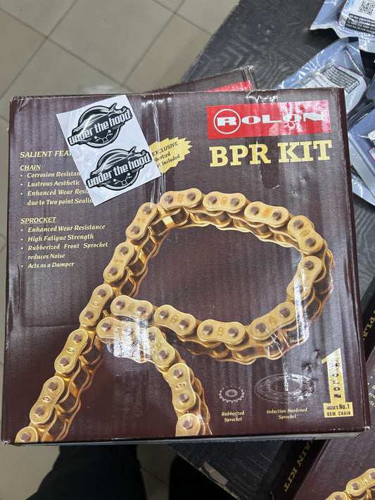 Rolon HPORC 389 Brass O-Ring Chain & Sprocket Kit for Royal Enfield Meteor 350 / Classic 350 Reborn / Hunter 350 – 15T/42T, 520, 104L – HPORC 389