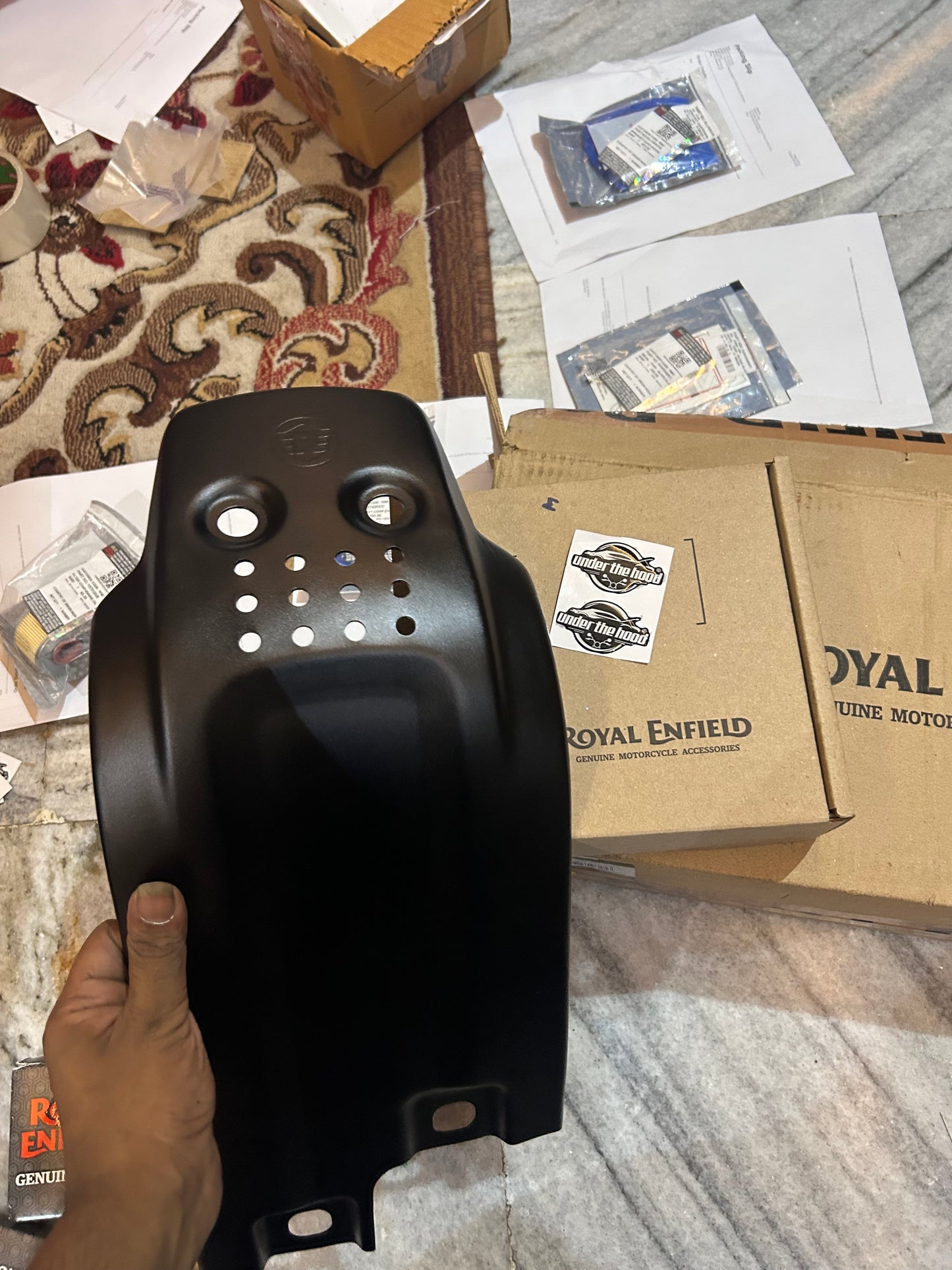 Royal Enfield Black Large Sumpguard 1990555 — OEM Engine Under-Guard for Bear 650, Interceptor 650 & Continental GT 650