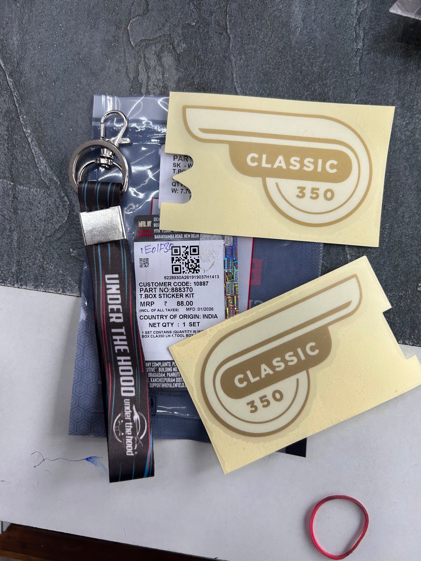 Royal Enfield Genuine Tool Box Sticker Kit for Classic 350 (Black/Maroon/Blue) BVI – 888370