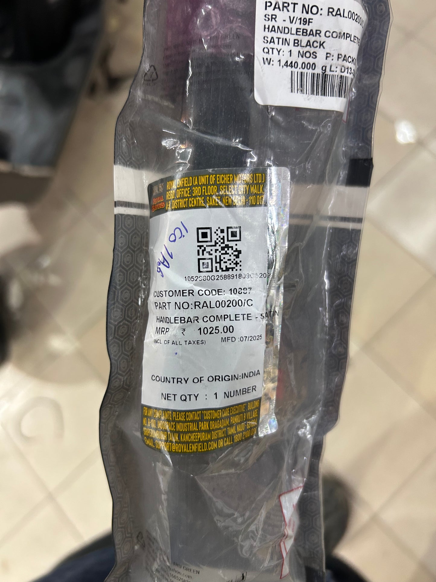 Royal Enfield RAL00200/B & RAL00200/C – Handlebar Complete (Satin Black) – Meteor 350 OEM Fit, Classic Reborn & Hunter 350 Retrofit