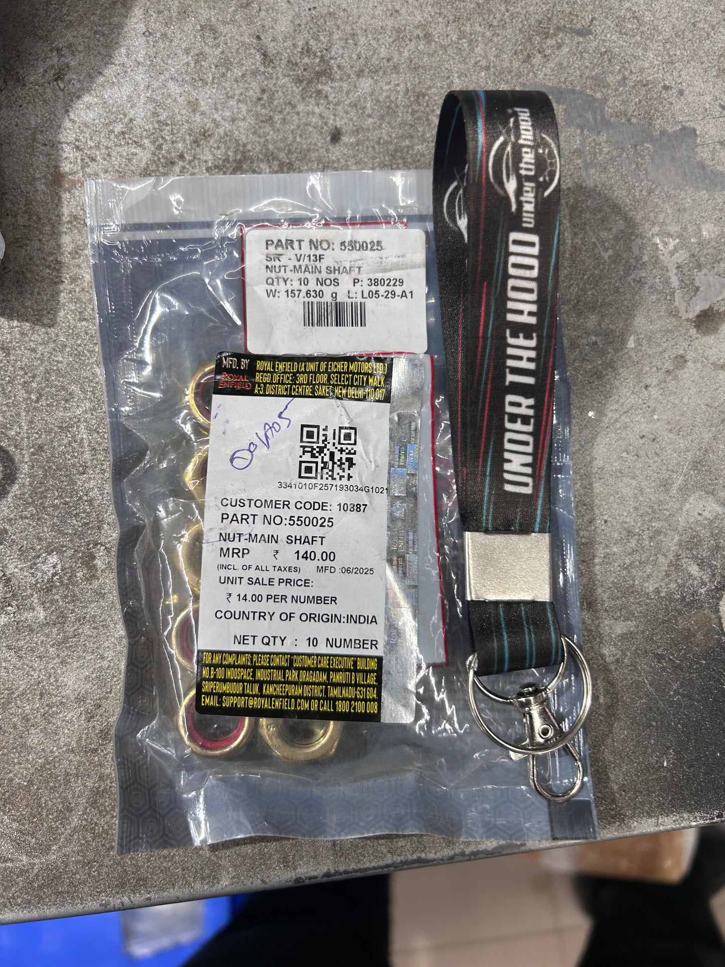 Royal Enfield 550025 – Nut-Main Shaft (M12 X 1.25 Nylock) OEM for 500 & 350 UCE / Classic & Bullet Models