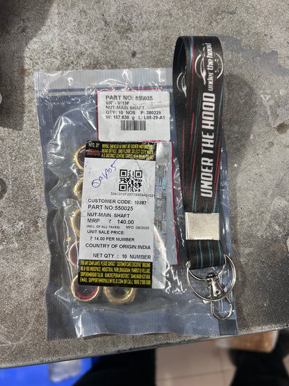 Royal Enfield 550025 – Nut-Main Shaft (M12 X 1.25 Nylock) OEM for 500 & 350 UCE / Classic & Bullet Models