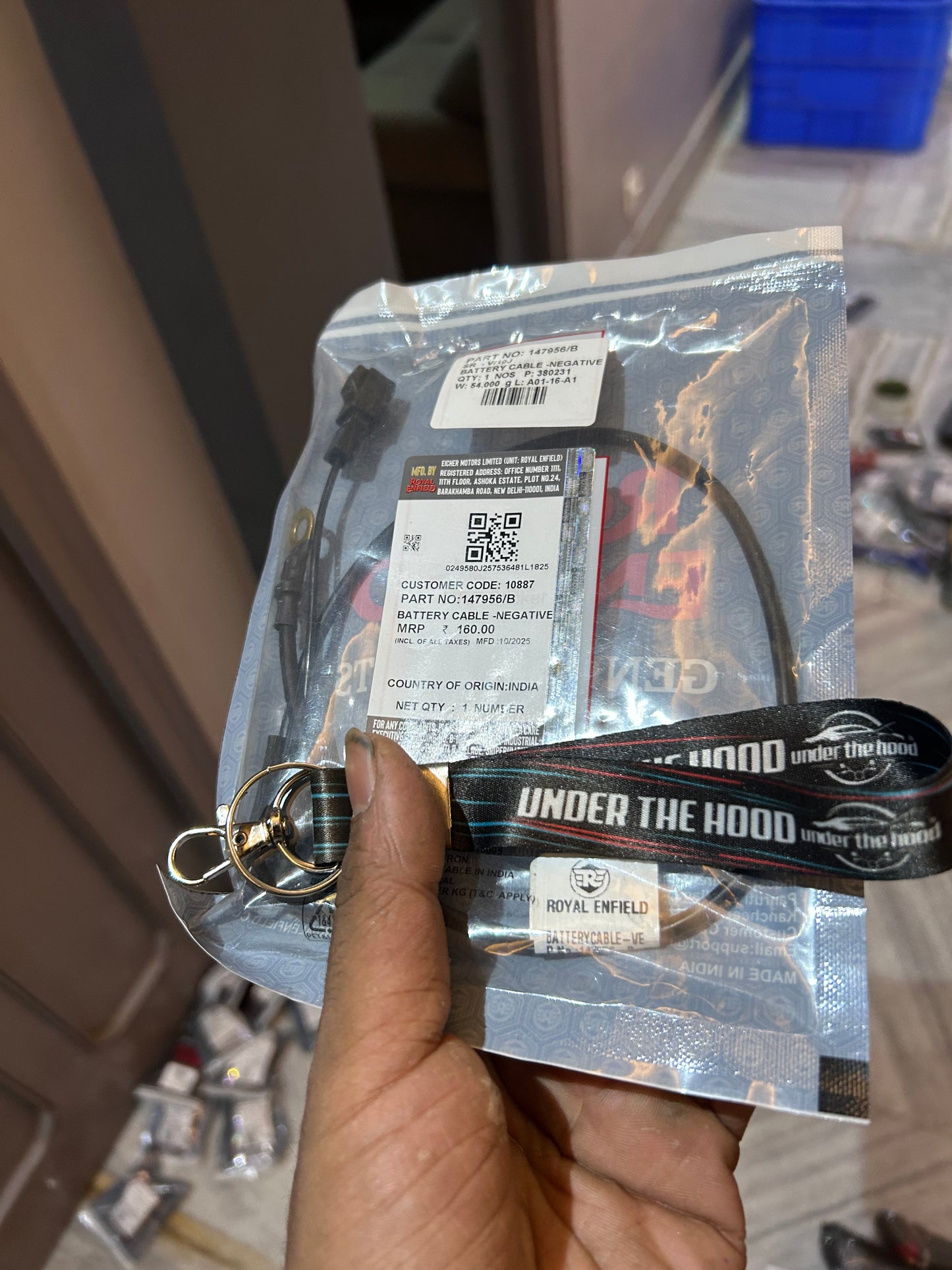 Royal Enfield /B – Negative Battery Cable (Earth Lead) for Classic 350/500, Bullet 350/500, Electra 350, Continental GT 535, Rumbler 500 – Genuine OEM