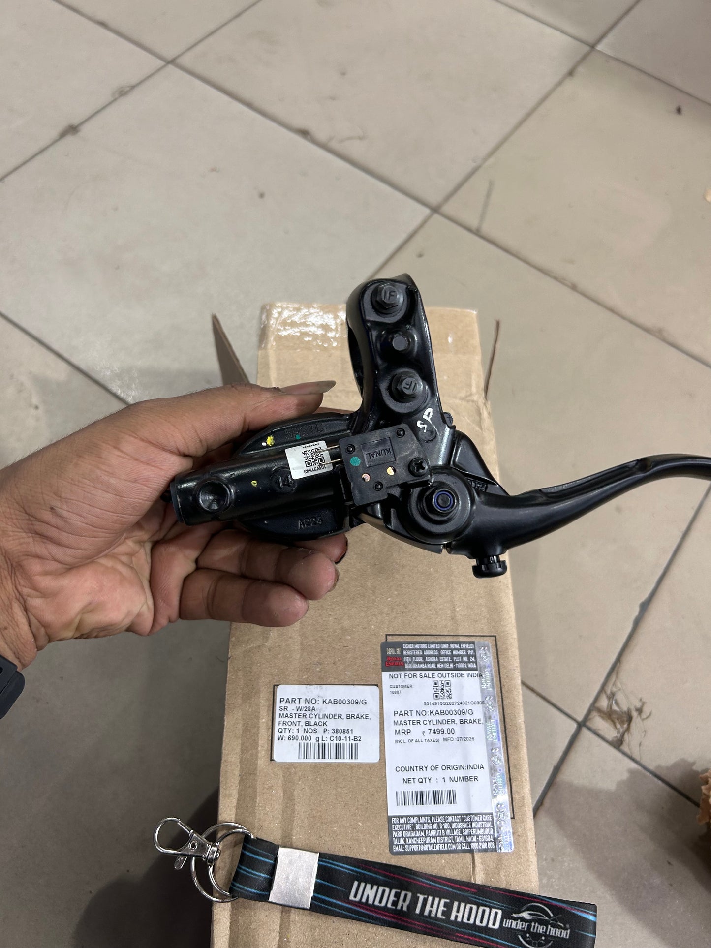 Royal Enfield Shotgun 650 Front Brake Master Cylinder Black KAB00309/G