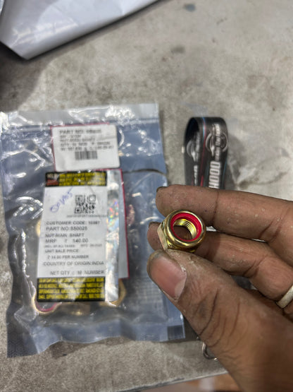 Royal Enfield 550025 – Nut-Main Shaft (M12 X 1.25 Nylock) OEM for 500 & 350 UCE / Classic & Bullet Models