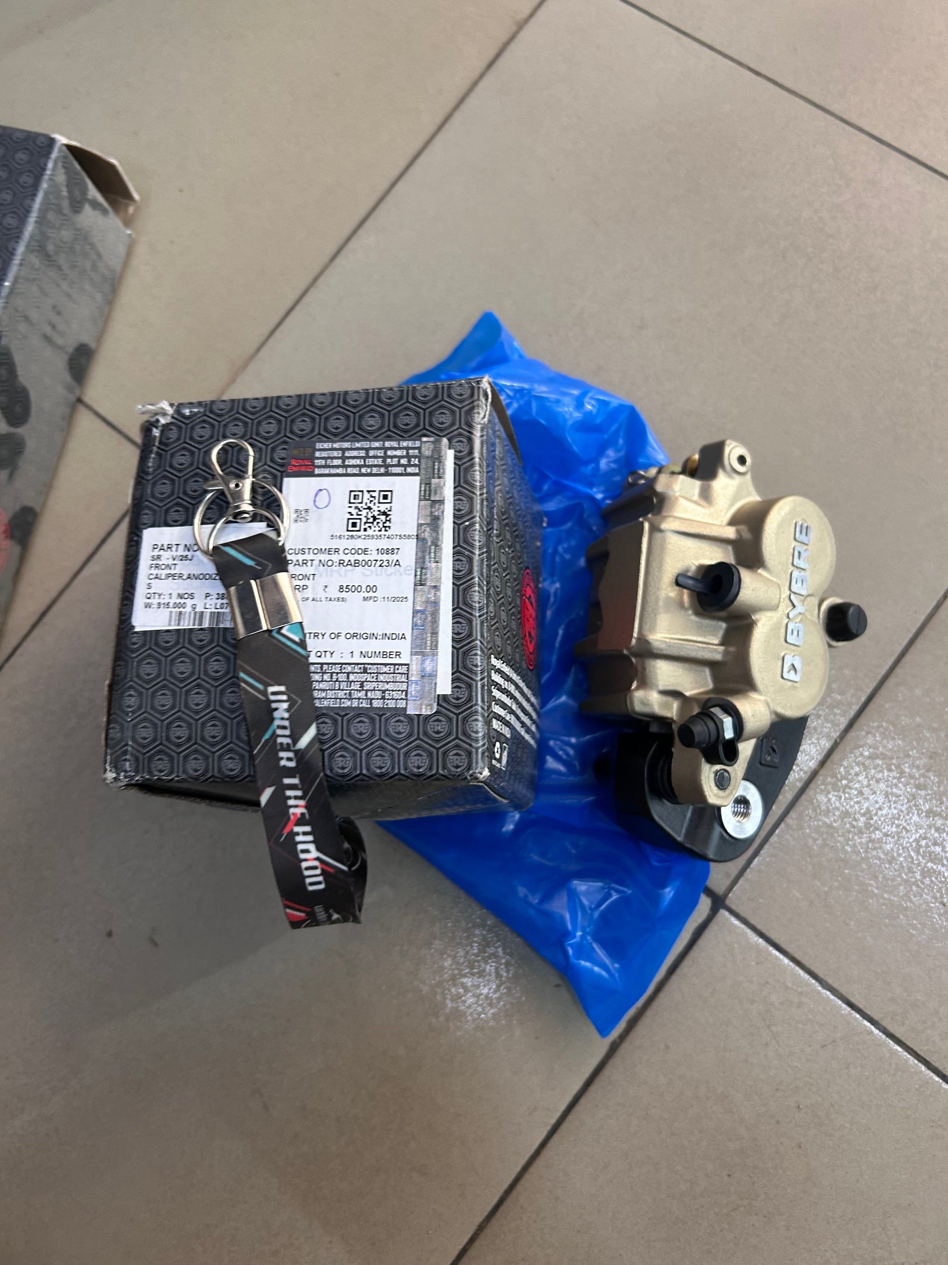 Anodized gold ByBre front caliper RAB00723/A for Continental GT 650