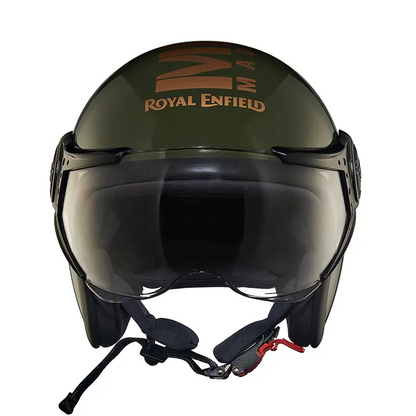 ROYAL ENFIELD JET OPEN FACE MLG HELMET WITH CLEAR VISOR - Green