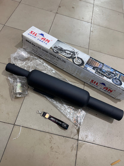Silman Short Punjab Big Mouth 57mm Black Silencer for Classic 350 Reborn, Meteor 350 & Bullet 350 J-Series | LSM4-B