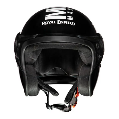 ROYAL ENFIELD JET OPEN FACE MLG HELMET WITH CLEAR VISOR - GLOSS BLACK