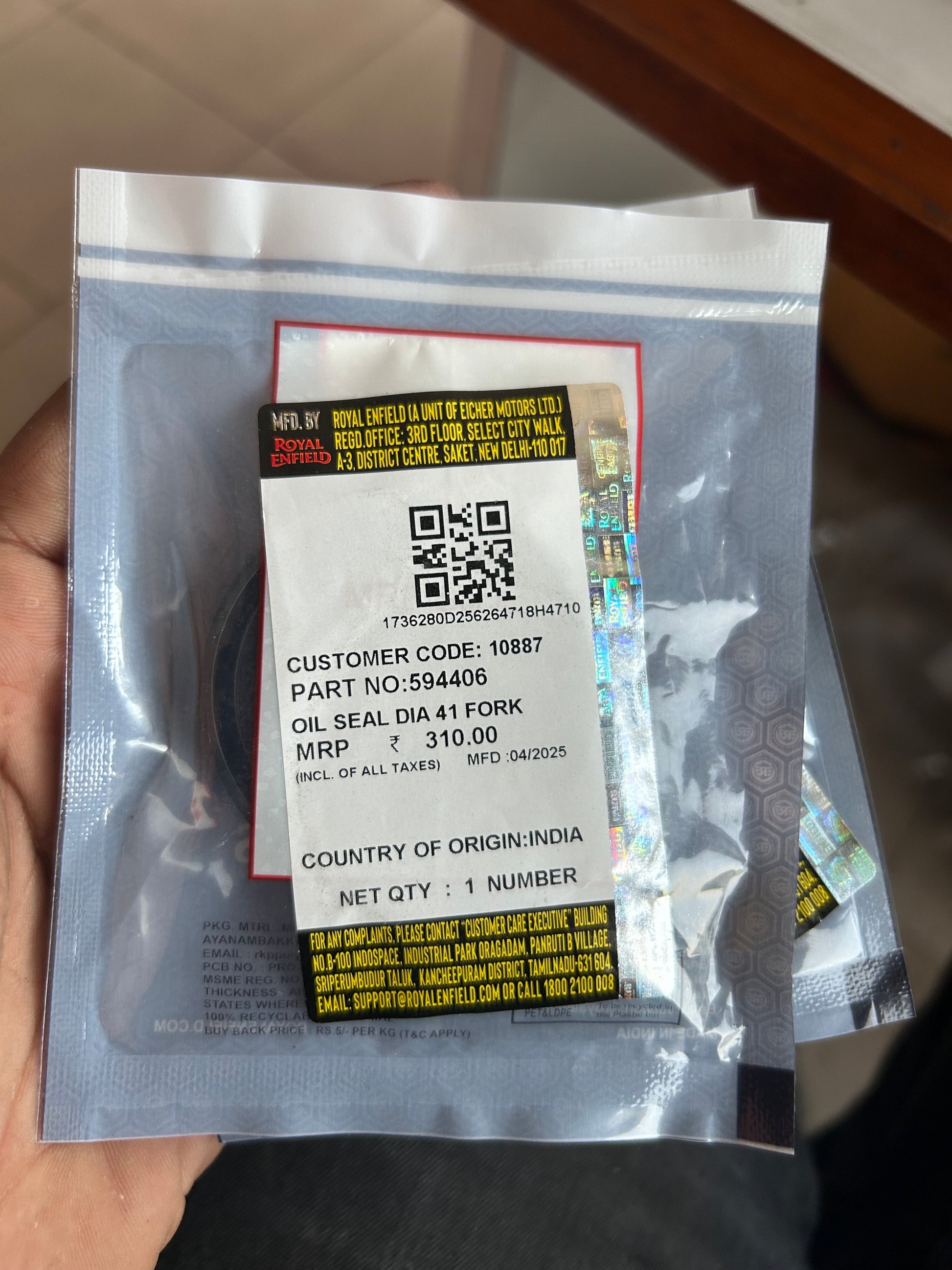 Royal Enfield 594406 Fork Oil Seal Ø41 mm – Interceptor GT