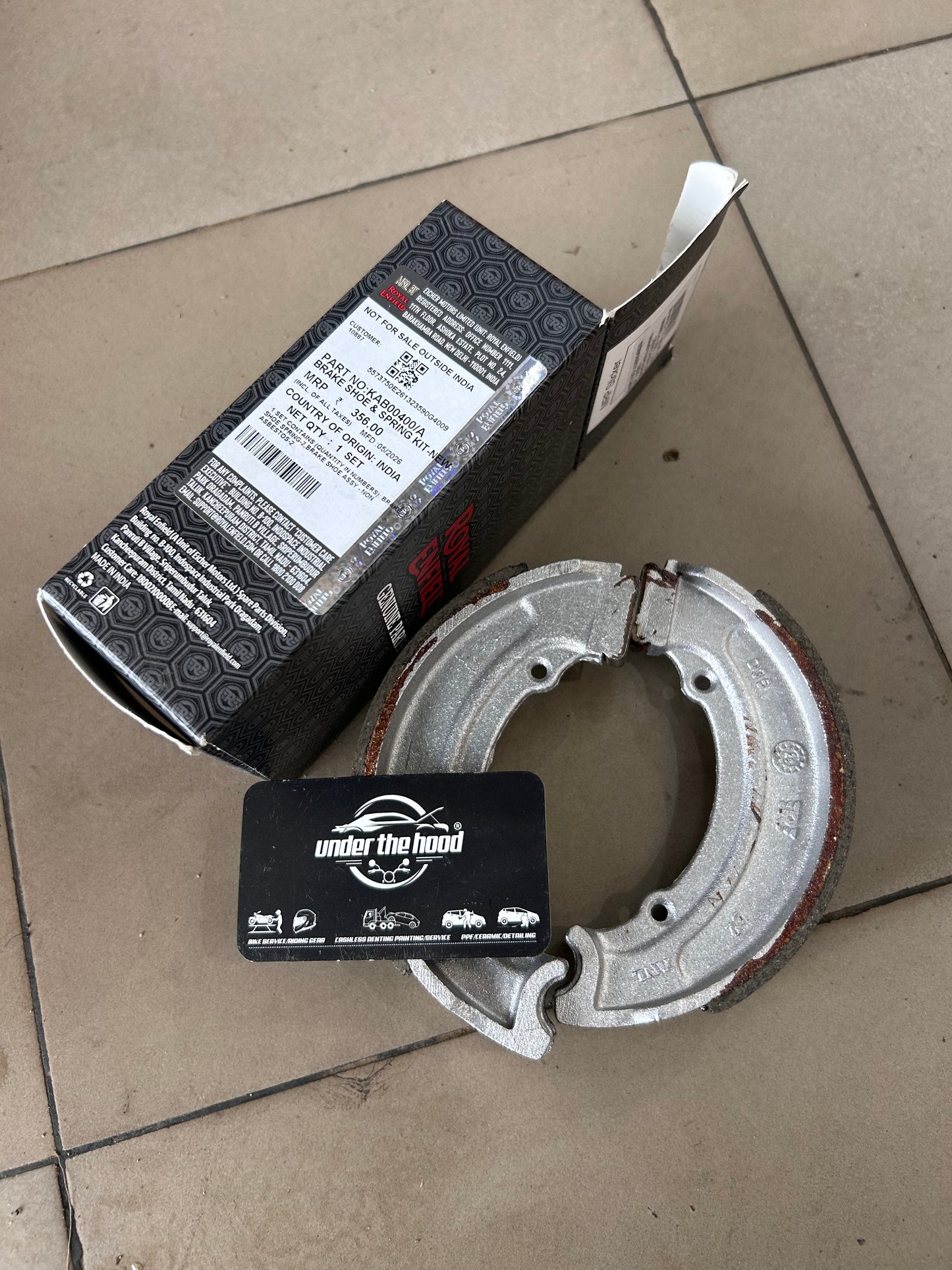 Royal Enfield Rear Brake Shoe & Spring Kit KAB00400/A for Classic 350 Reborn & New Bullet 350