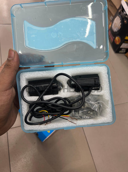 HJG Mini Drive Original LED Fog Light Set – Yellow Low Beam & White High Beam, Dual-Color 40W (9-80V), IP67 Waterproof, Universal Fit for Bikes & Cars + 3-Way Switch