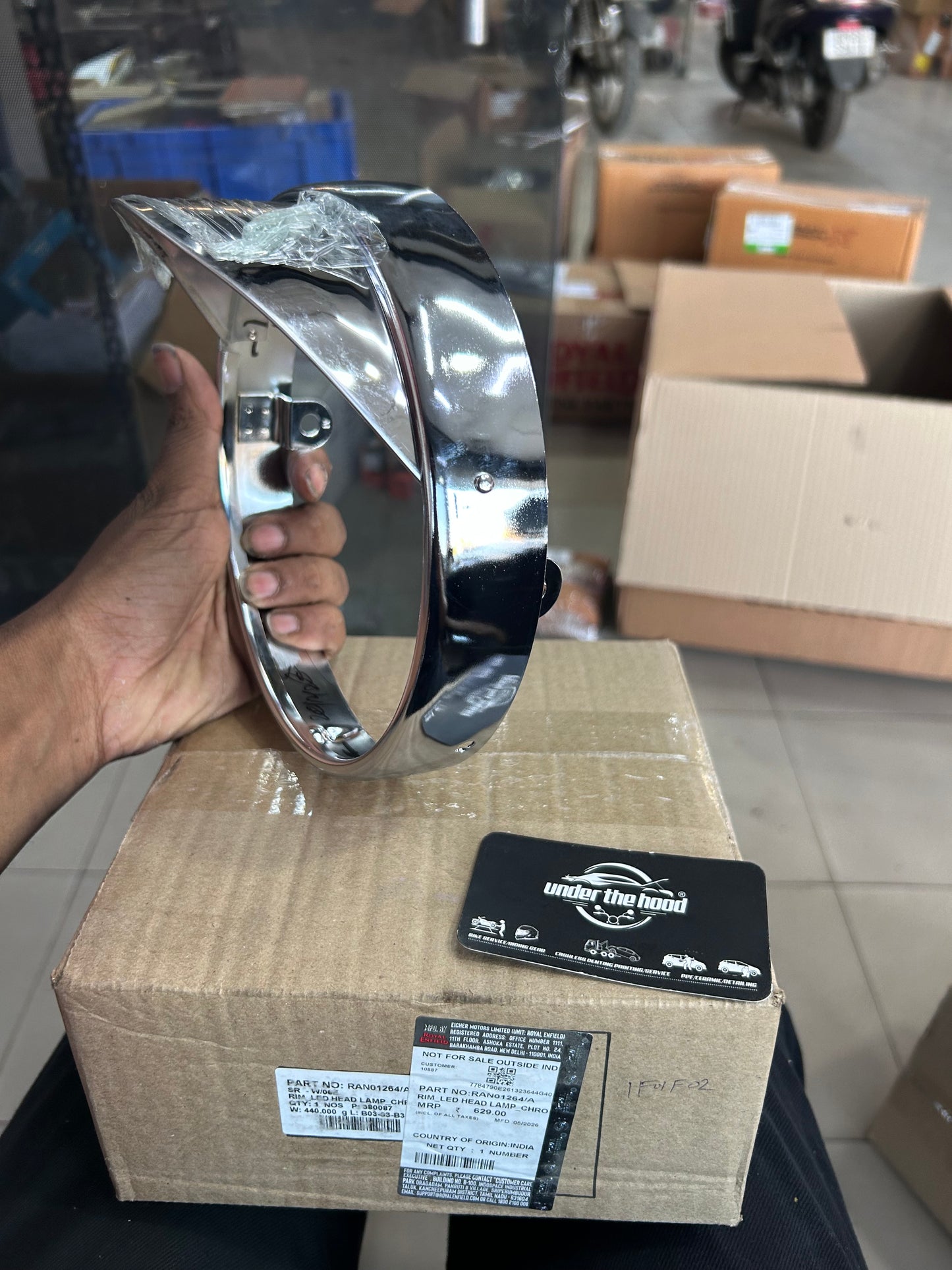 Royal Enfield LED Headlamp Chrome Rim RAN01264/A for Classic 350 Reborn
