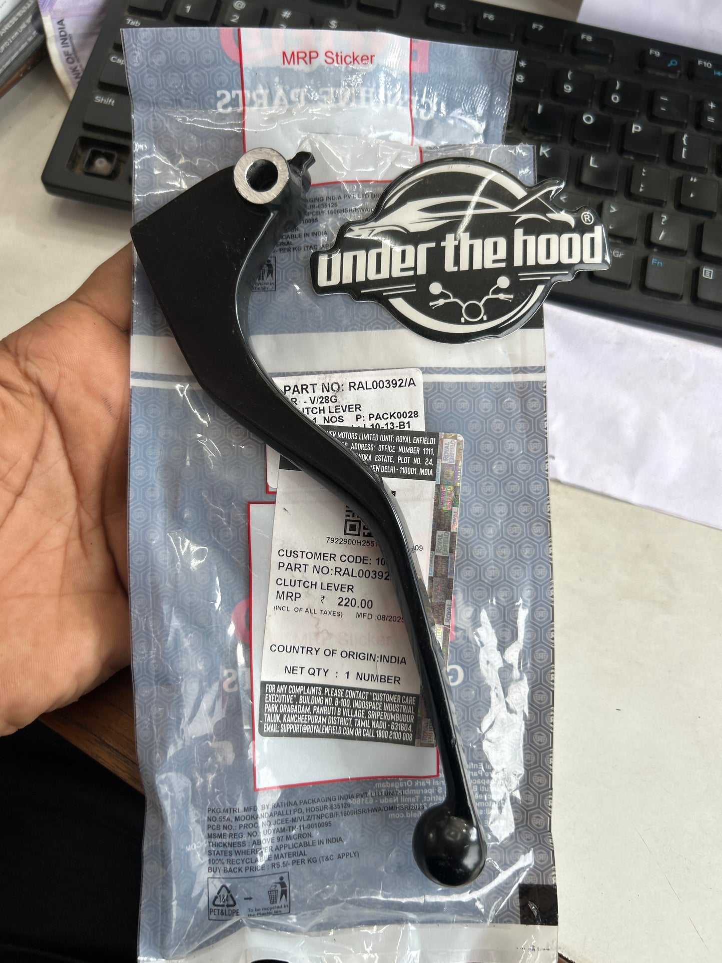 Royal Enfield RAL00392/A – OEM Clutch Lever (Left-Hand) for Hunter 350 Factory Variant (J-Series BS6)