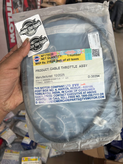 TVS Genuine Throttle Cable Assembly (Cable Throttle Assy) for TVS Ronin 225 – Part No. NF170020