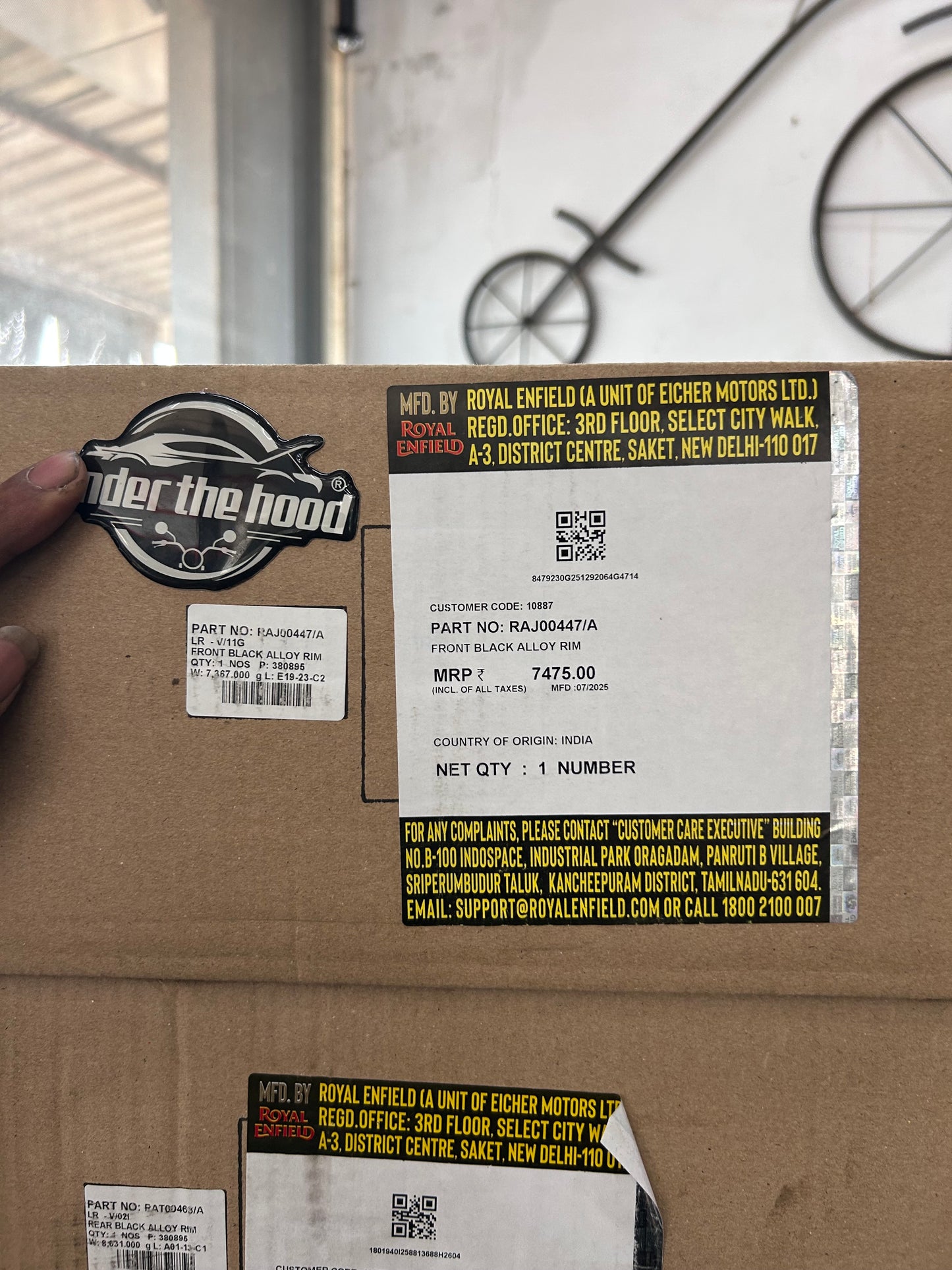 Royal Enfield Alloy Wheel Set (Front RAJ00447/A + Rear RAT00463/A) – OEM Black Alloy Wheels with Bearings & Valve for Classic 350 Reborn & New Bullet 350 (Spoke to Alloy Upgrade)