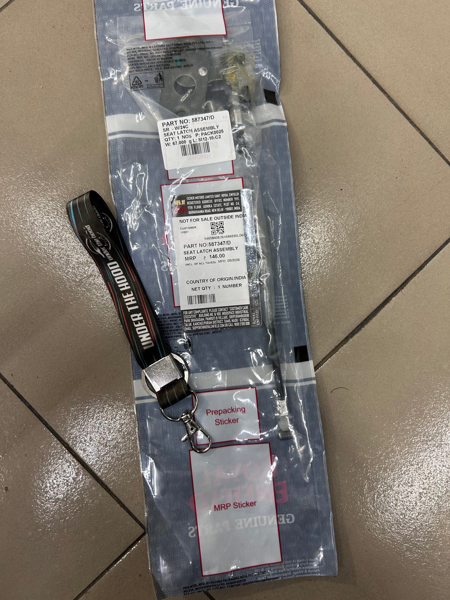 Royal Enfield Himalayan 411 Seat Latch Assembly 587347/D