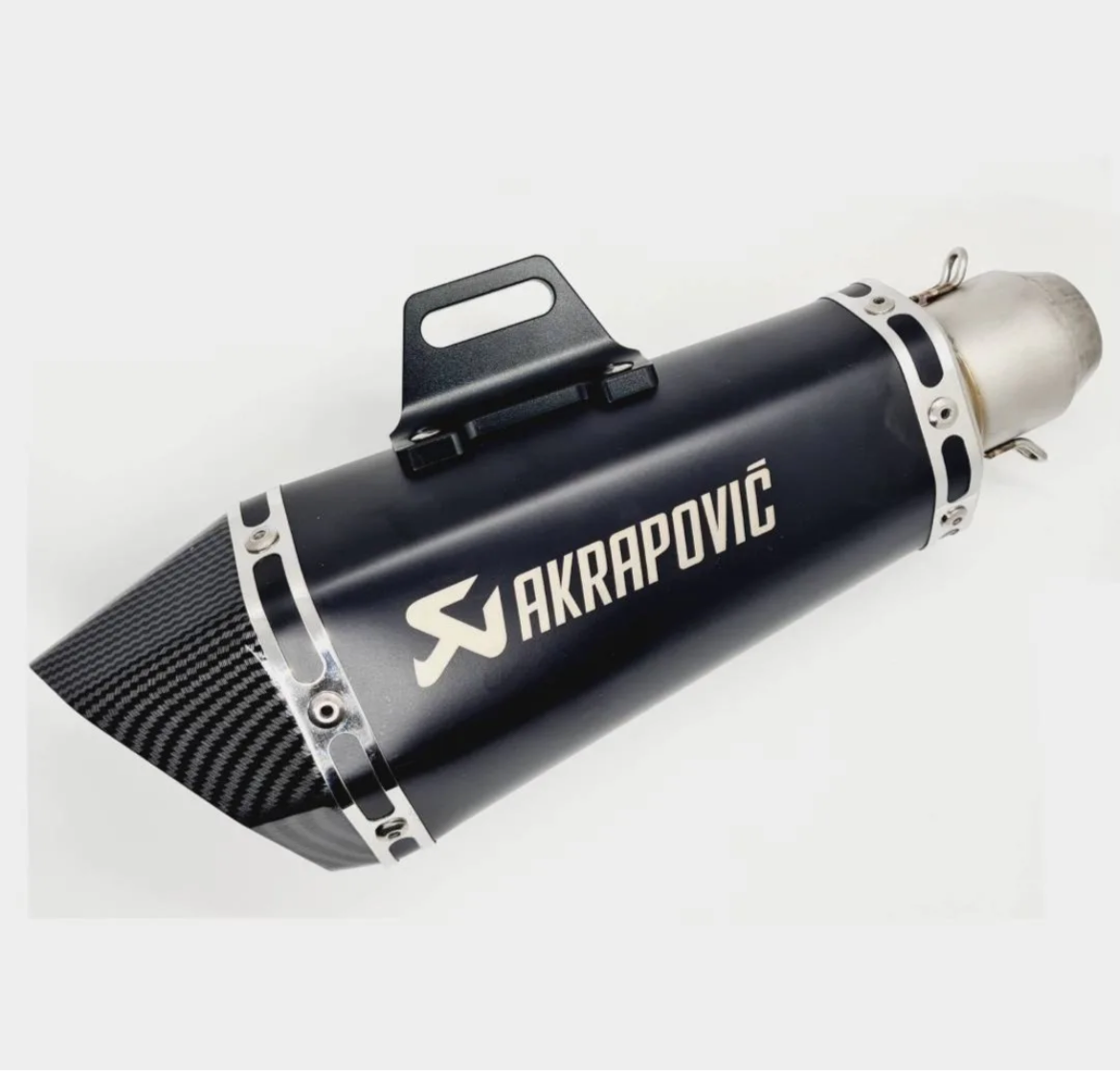 Akrapovic Universal Hexa Cut,Stainless Steel Slip On Exhaust Silencer 36-51 mm Muffler Pipe for All Bikes/Motorcycle (Black carbon tip)