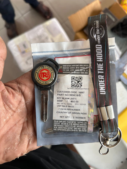 Royal Enfield Key Blank (Set, New Logo) — Continental GT 535 (E3/E4), Thunderbird 350/500 (NTB series) — 585638/B | Genuine OE