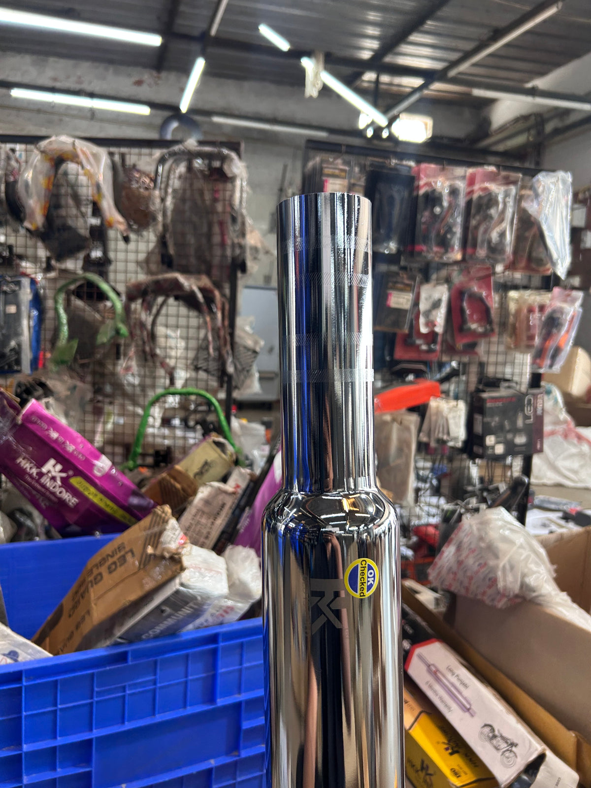 HKK Indore HK17A Long Punjab 63mm Big Mouth Chrome Silencer – Royal Enfield UCE Classic/Bullet/Electra