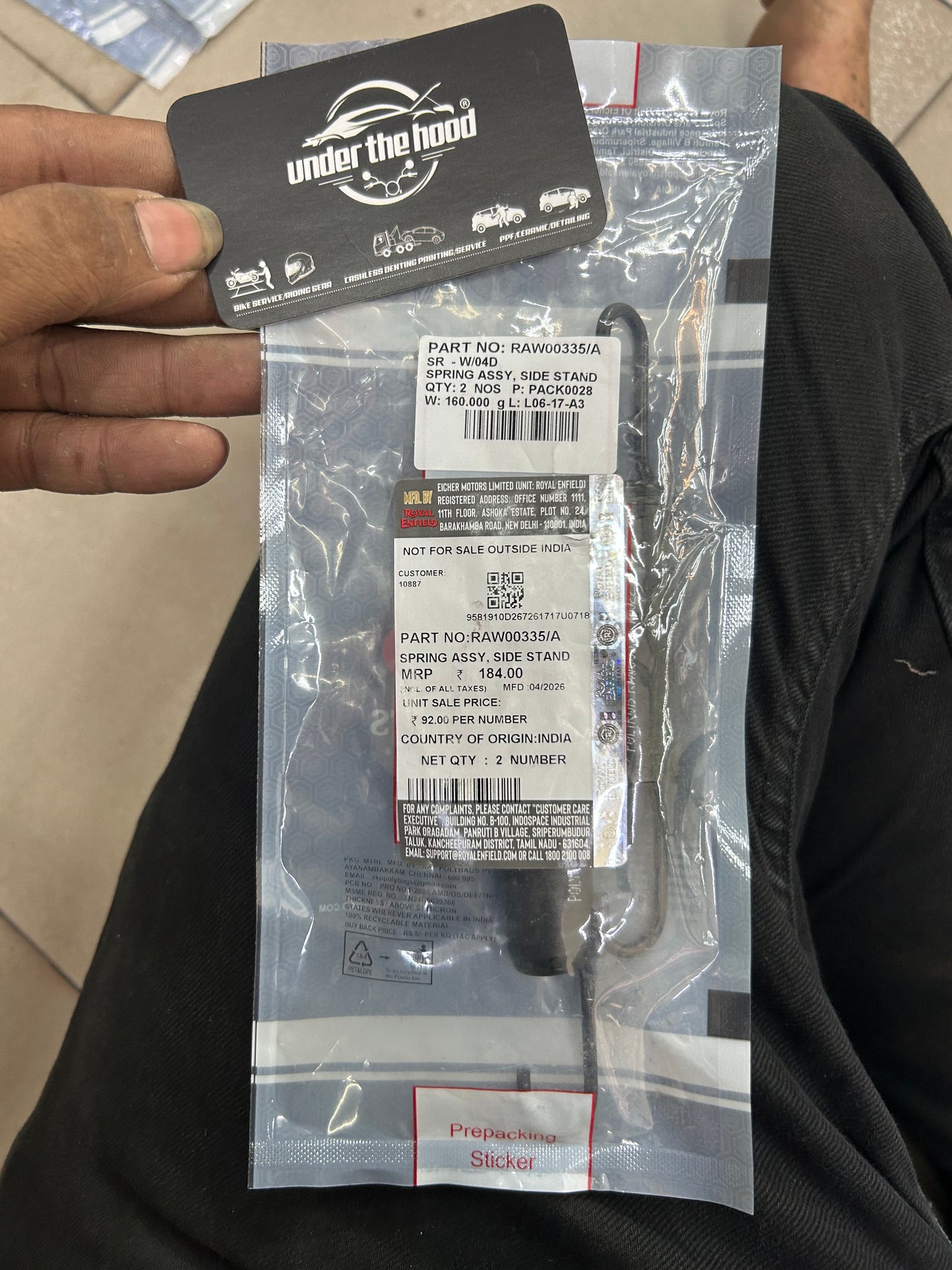 Royal Enfield Side Stand Spring Assembly for Himalayan 450 & Guerrilla 450 – RAW00335/A