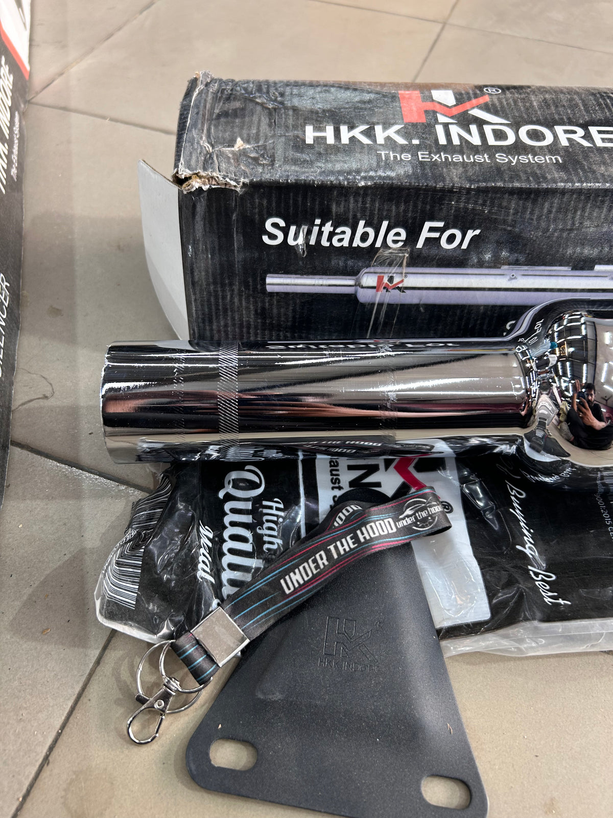 HKK Indore Long Punjab Big Mouth Silencer for Royal Enfield UCE – Chrome & Black(For UCE BS6)
