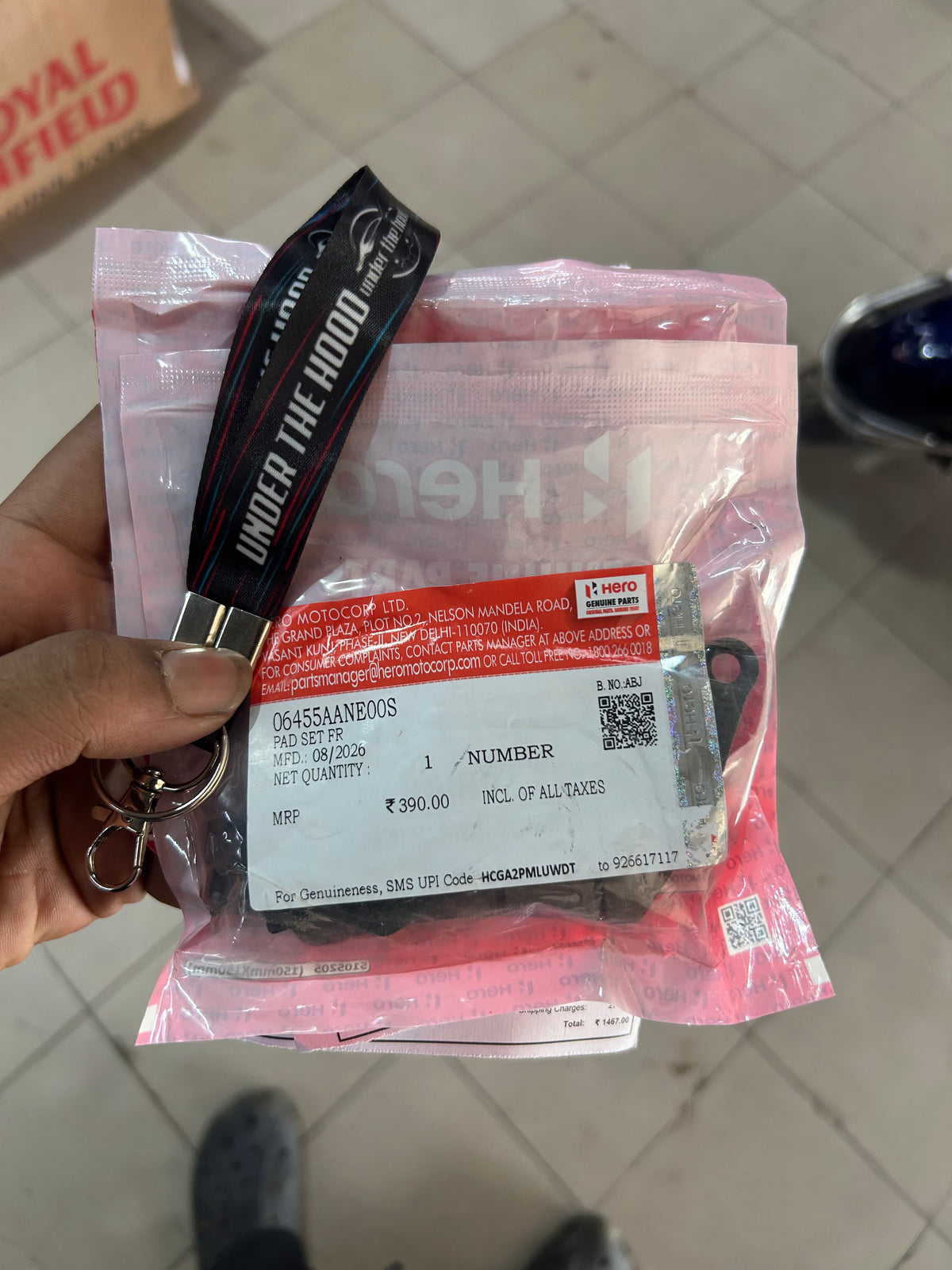 Hero Genuine Front Brake Pad Kit – Part No. 06455AANE00S (OEM)