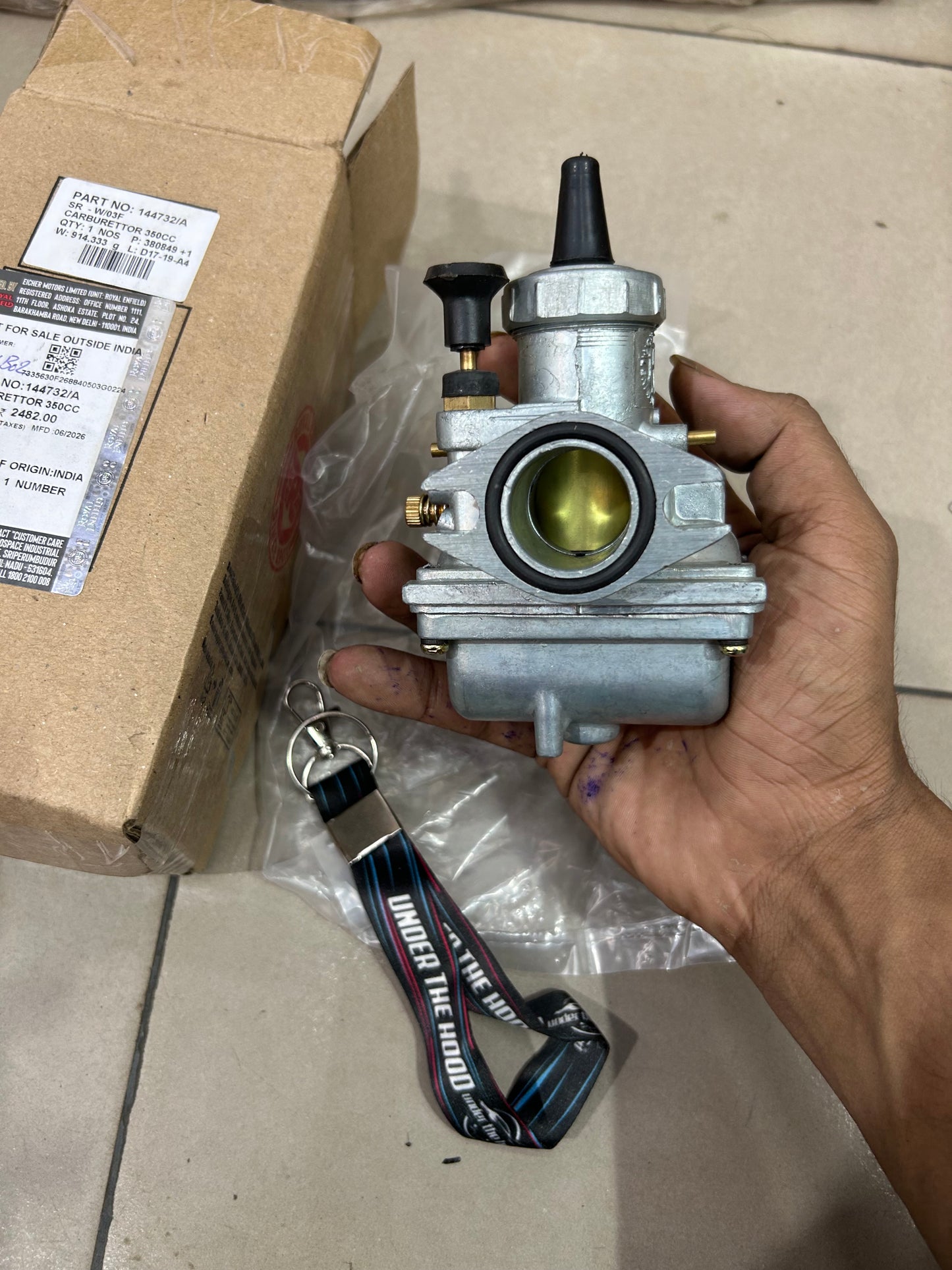 144732/A Royal Enfield Carburettor 350cc (Mikcarb VM24 Type) for Bullet 350, Electra 4S/5S, Machismo, Campus – Genuine OEM