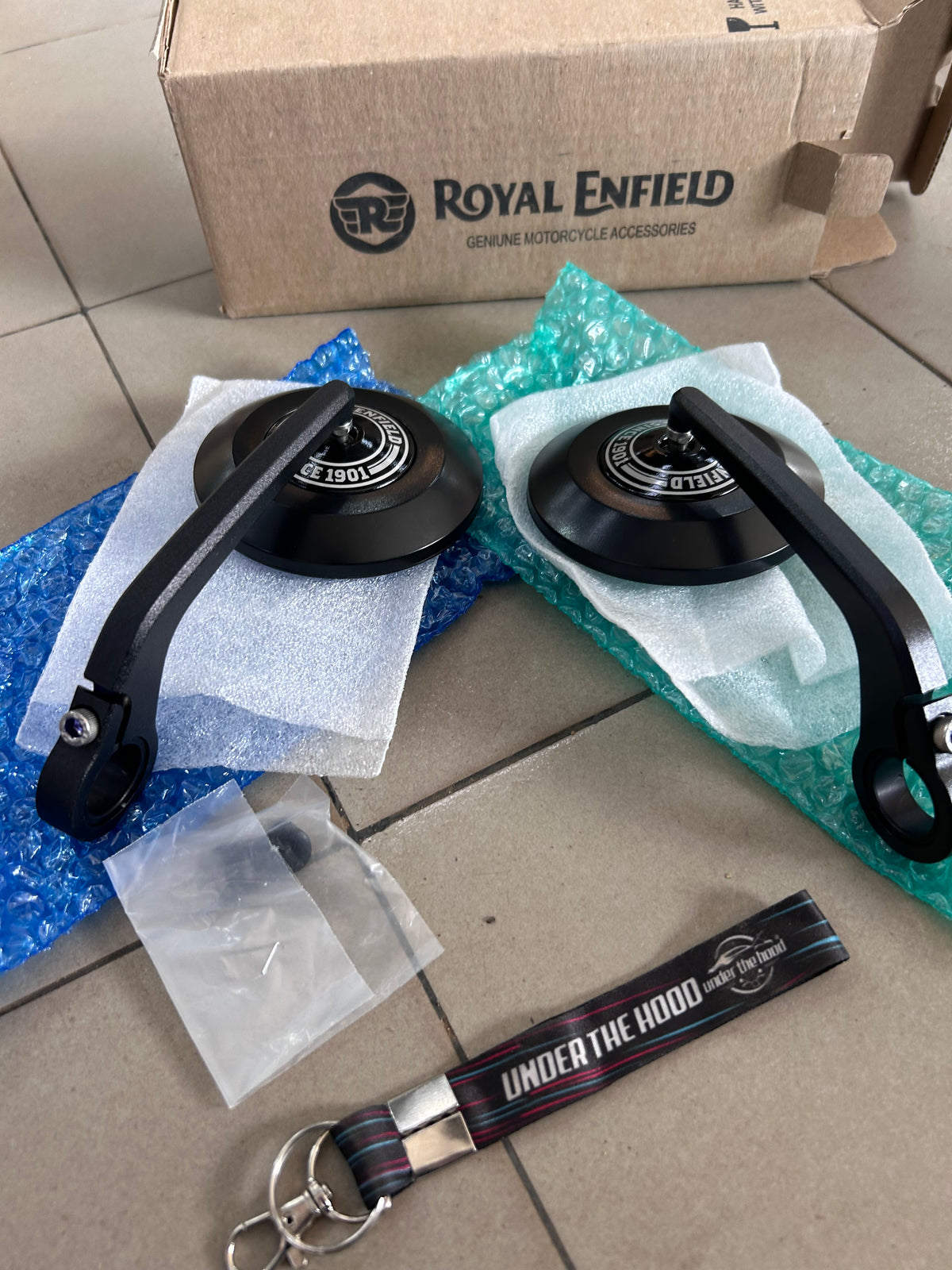 Royal Enfield Genuine Black Round Bar End Mirrors Pair KXA00461