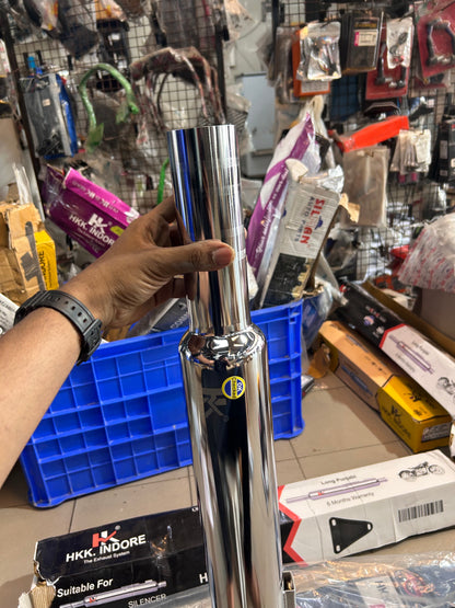 HKK Indore HK17A Long Punjab 63mm Big Mouth Chrome Silencer – Royal Enfield UCE Classic/Bullet/Electra