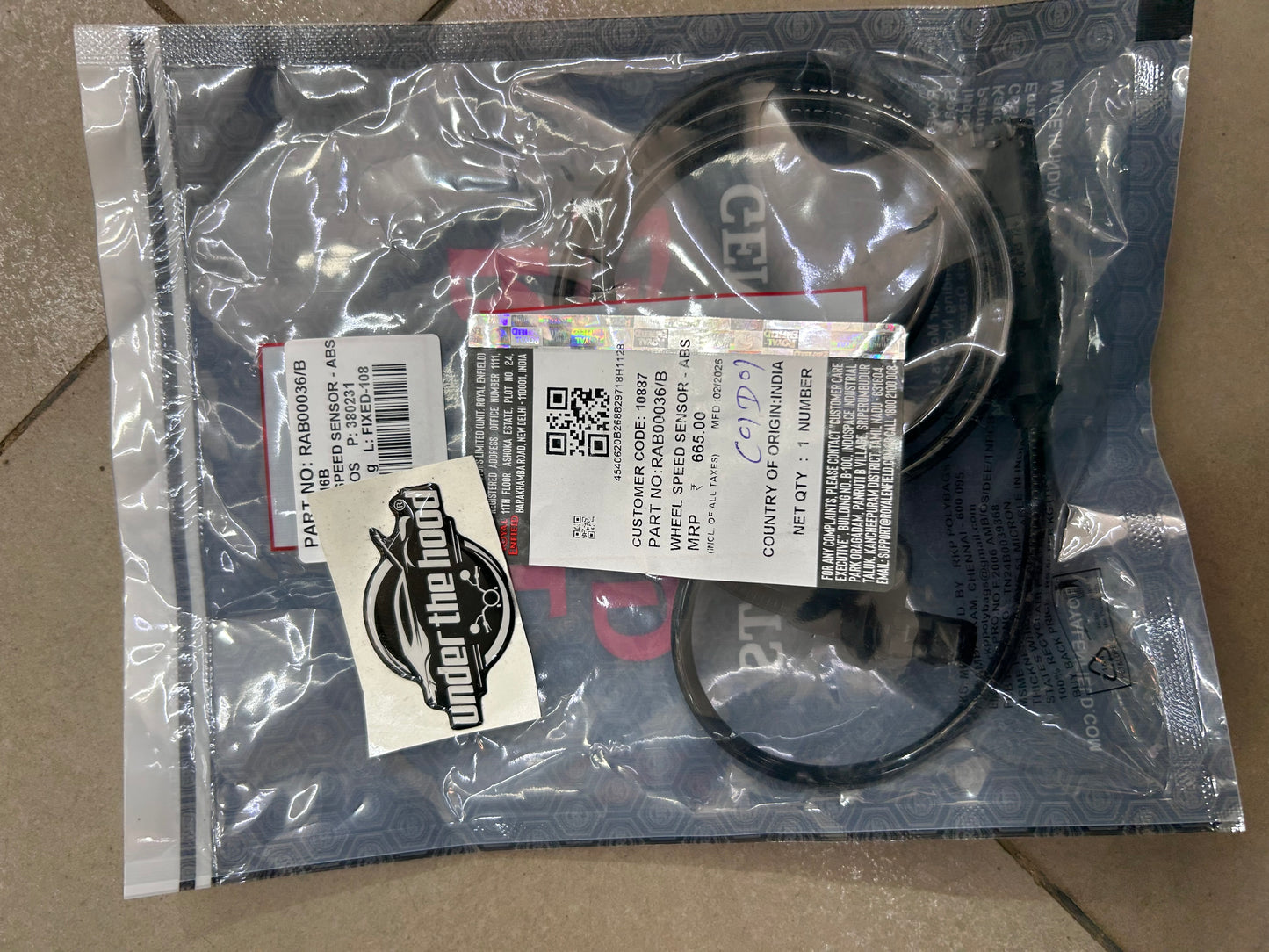Royal Enfield RAB00036/B – Front ABS Wheel Speed Sensor for Classic, Interceptor, Himalayan, GT 650 & More | Genuine RE Part