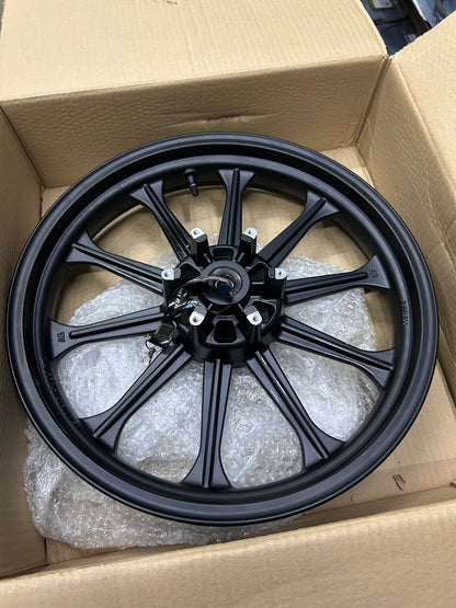 Royal Enfield Alloy Wheel Set (Front RAJ00447/A + Rear RAT00463/A) – OEM Black Alloy Wheels with Bearings & Valve for Classic 350 Reborn & New Bullet 350 (Spoke to Alloy Upgrade)