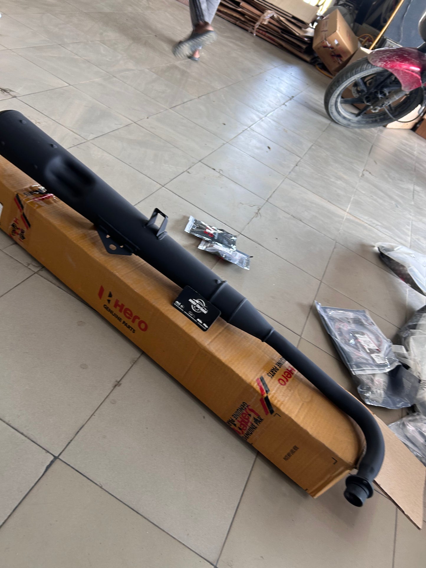 Hero Genuine Muffler Complete Exhaust / Silencer for Passion Pro & Passion Pro TR | Exhaust Muffler / Silencer Assembly | 18350AAC500S