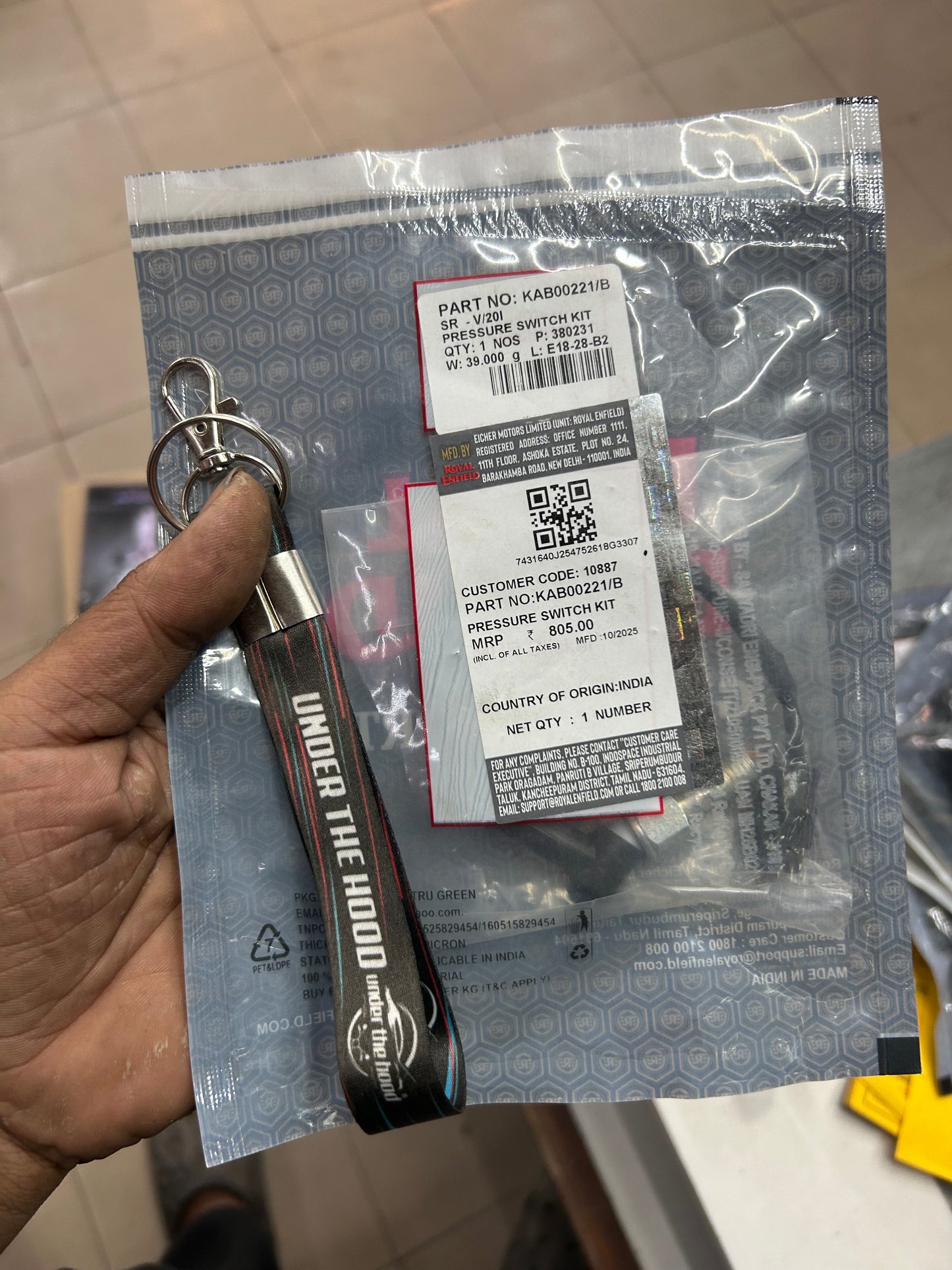 Royal Enfield Pressure Switch Kit (ABS Brake Hydraulic) — Meteor 350, Classic 350 Reborn (J-series), Hunter 350, Bullet 350 (BS6/J-platform) — KAB00221/B