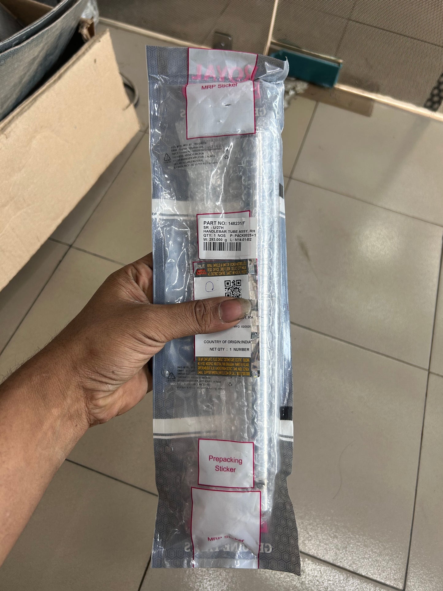 Royal Enfield Handlebar Tube Assembly – Right (RH Clip-On) – Continental GT 650 (BS4/BS6) – Part No. 148231/F