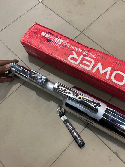 Silman SILPOWER Chrome Short Bottle / Short Punjab Silencer for Royal Enfield UCE Classic 350/500, Bullet Standard & Electra