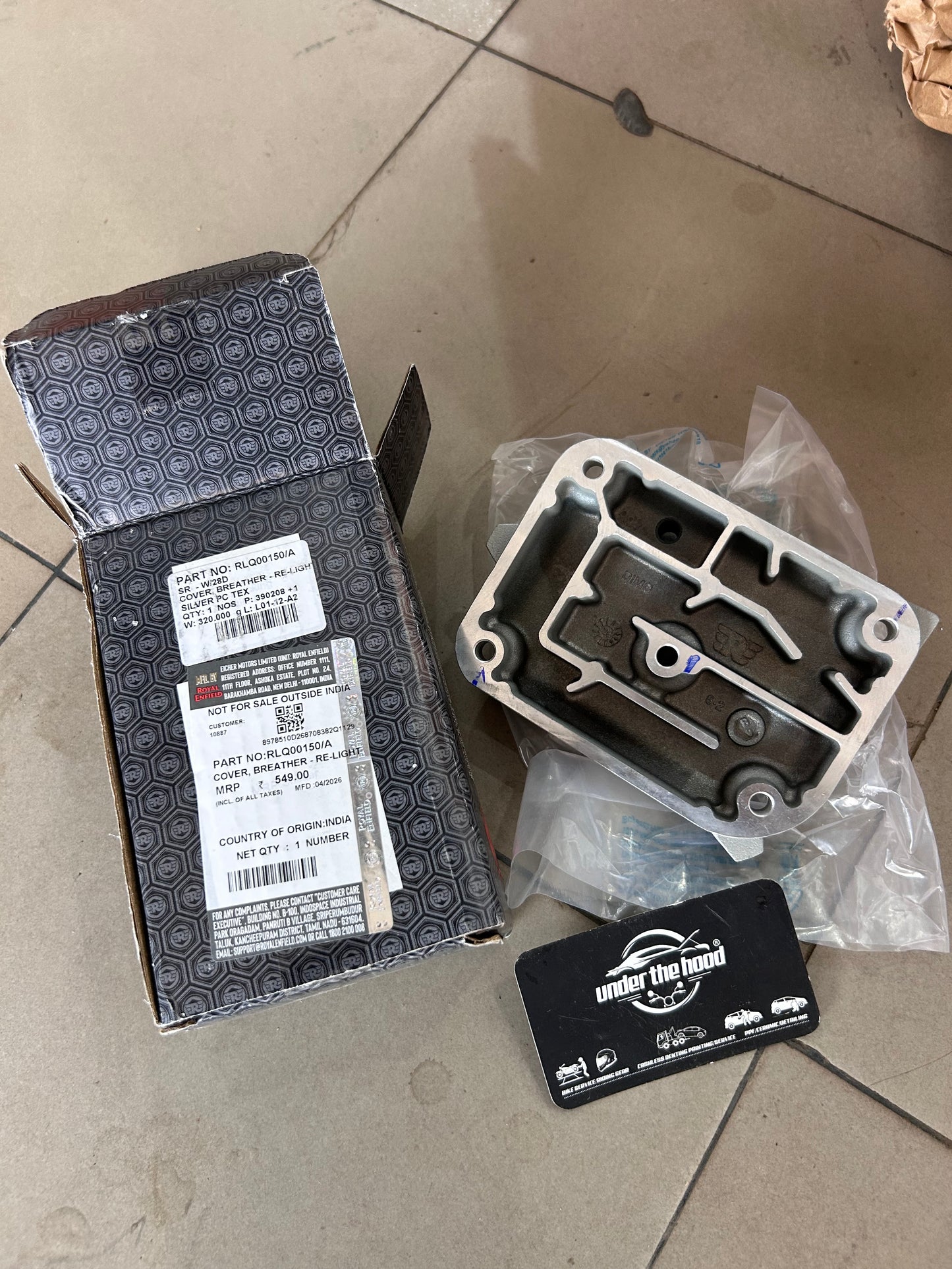 Royal Enfield Breather Cover RLQ00150/A Re-Light Silver for Interceptor 650 & Continental GT 650