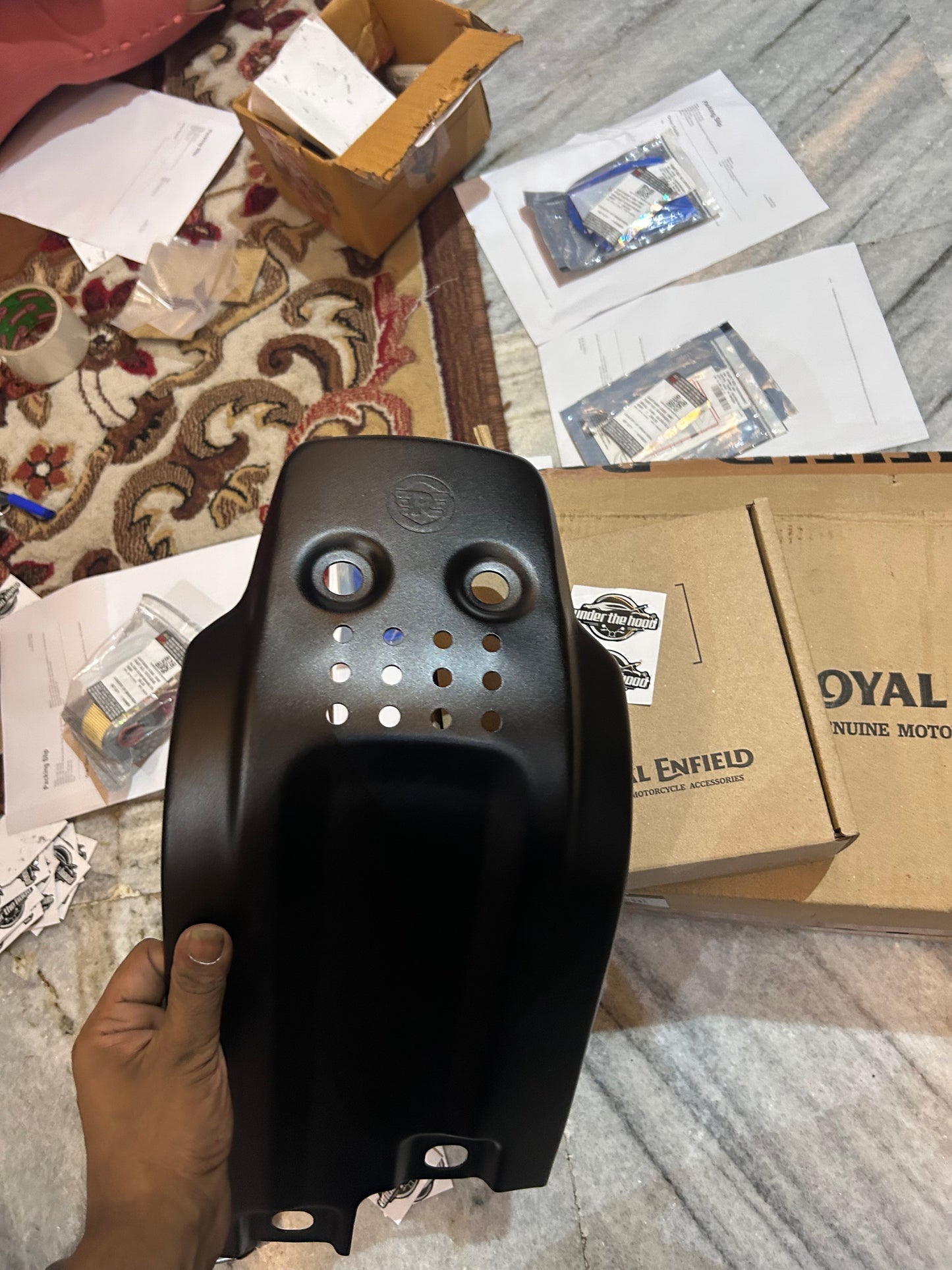 Royal Enfield Black Large Sumpguard 1990555 — OEM Engine Under-Guard for Bear 650, Interceptor 650 & Continental GT 650