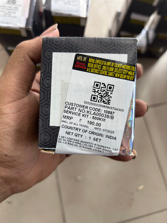KLA00038/A – Genuine Royal Enfield 500 KM Service Kit (Oil Filter + O‑rings) for J‑Series 350cc