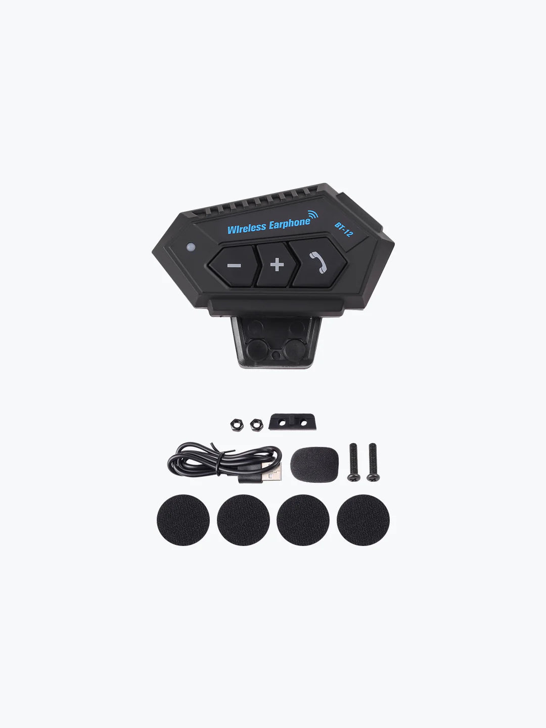 BT12 On-Ear Helmet Wireless Dual Earphone Bluetooth Calling and Music with Mic, (Support iOS & Andriod) Headset Compatible with Almost All Kinds of Helmets