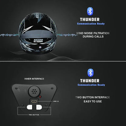STUDDS THUNDER SOLID BLUETOOTH HELMET GLOSS BLACK