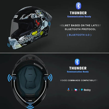 STUDDS THUNDER SOLID BLUETOOTH HELMET GLOSS BLACK