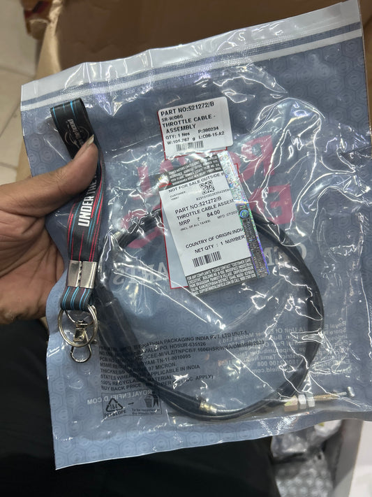 Royal Enfield Throttle Cable Assembly (Single Accelerator Cable) – 521272/A (Repl. 521272/B) – Thunderbird KS (CDI 2004 / TCI 2005) & Thunderbird ES (2005) OEM