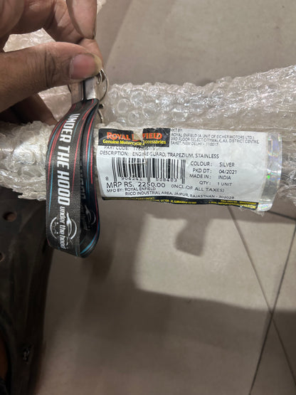 Royal Enfield 1760061/E – Silver Trapezium Engine Guard (Kit 1990635) | OEM GMA Crash Bar for Classic 350/500 UCE, Bullet 350/500, Electra 350, Trials 350/500