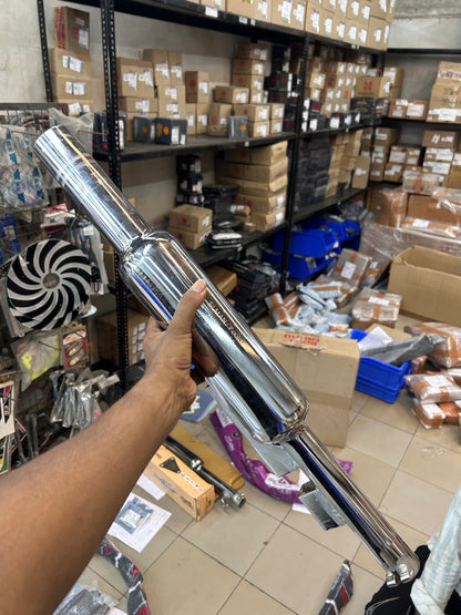 Silman Short Punjab Silencer Chrome for Royal Enfield UCE – 45mm / 57mm